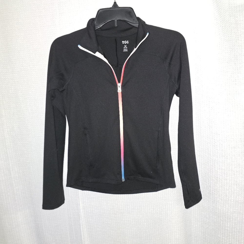 DSG Black Women's Zip-Up Jacket with Rainbow Zipper Detail